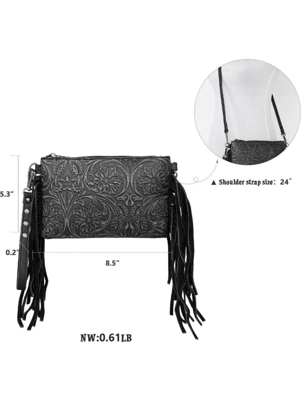 Stylish Western Crossbody Bag & Wristlet Clutch for Women - Versatile Handbag